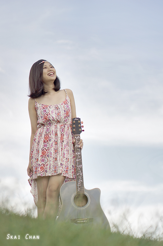 Creative editorial guitar photoshoot session with Shujuan at Pinnacle Duxton