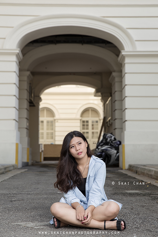 Street streetwear fashion photoshoot session with Esther Pai Min Li at Old Parliament Lane & Boat Quay
