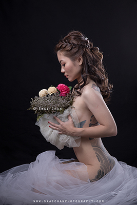 Indoor Studio Art Implied Nude Bridal Photoshoot - Eva Loa @ Photography studio @ Tanjong Pagar