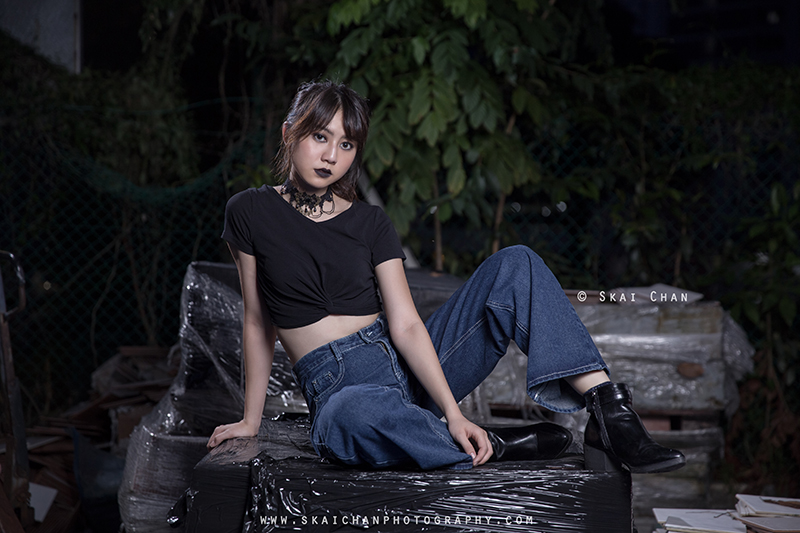 Gothic dark themed night portrait photoshoot session with Hilary at Pearl's Hill Terrace