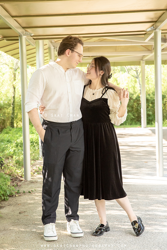 Outdoor casual couple photoshoot session with Keagan & Nancy at Serene Garden @ Gardens By The Bay