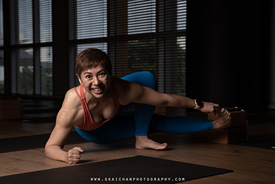 Hairstyling and makeup for yoga photoshoot