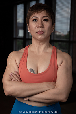 Hairstyling and makeup for fitness headshot photoshoot