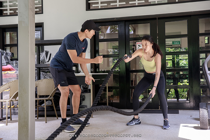 Editorial personal training photoshoot session with Gold's Gym Singapore at Rochester Park outlet