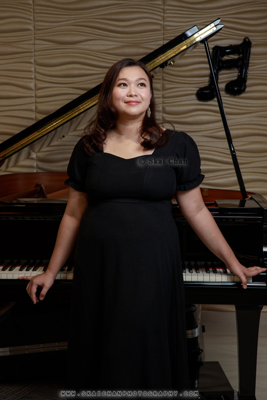 Professional musician grand piano photoshoot session with Cecilia Ratna @ home music studio